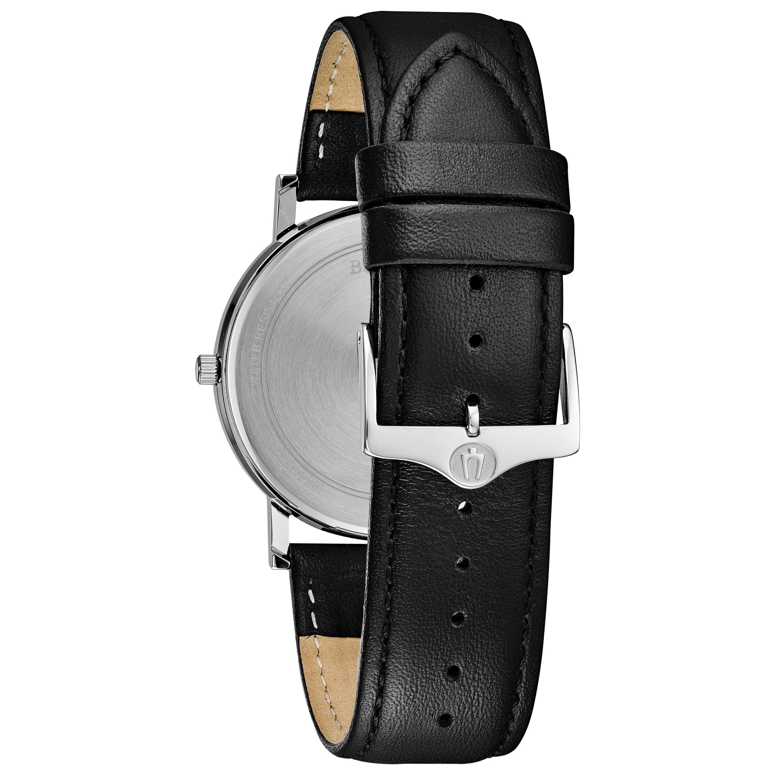 Bulova women's black hot sale leather strap watch