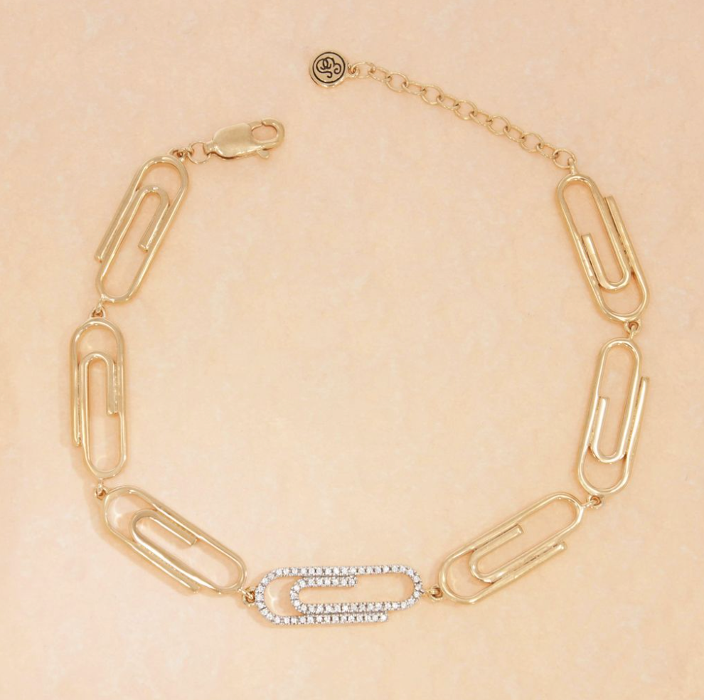 The Ella Paper Clip Bracelet - Yellow Gold