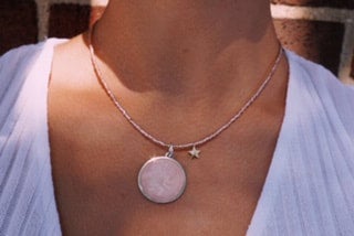Beaded Pink Star Necklace with Saint Christopher