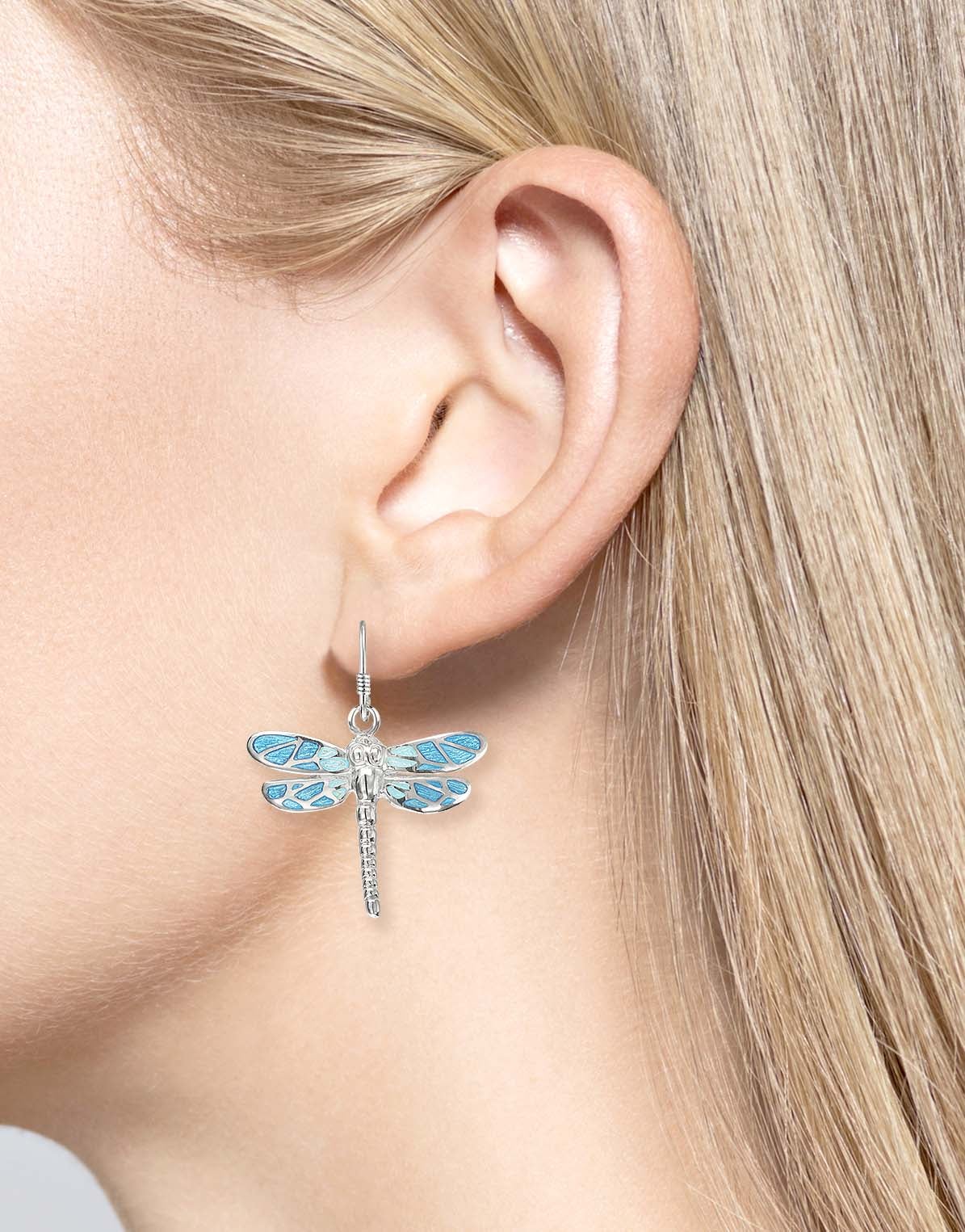 Nicole Barr Blue Dragonfly Wire Earrings