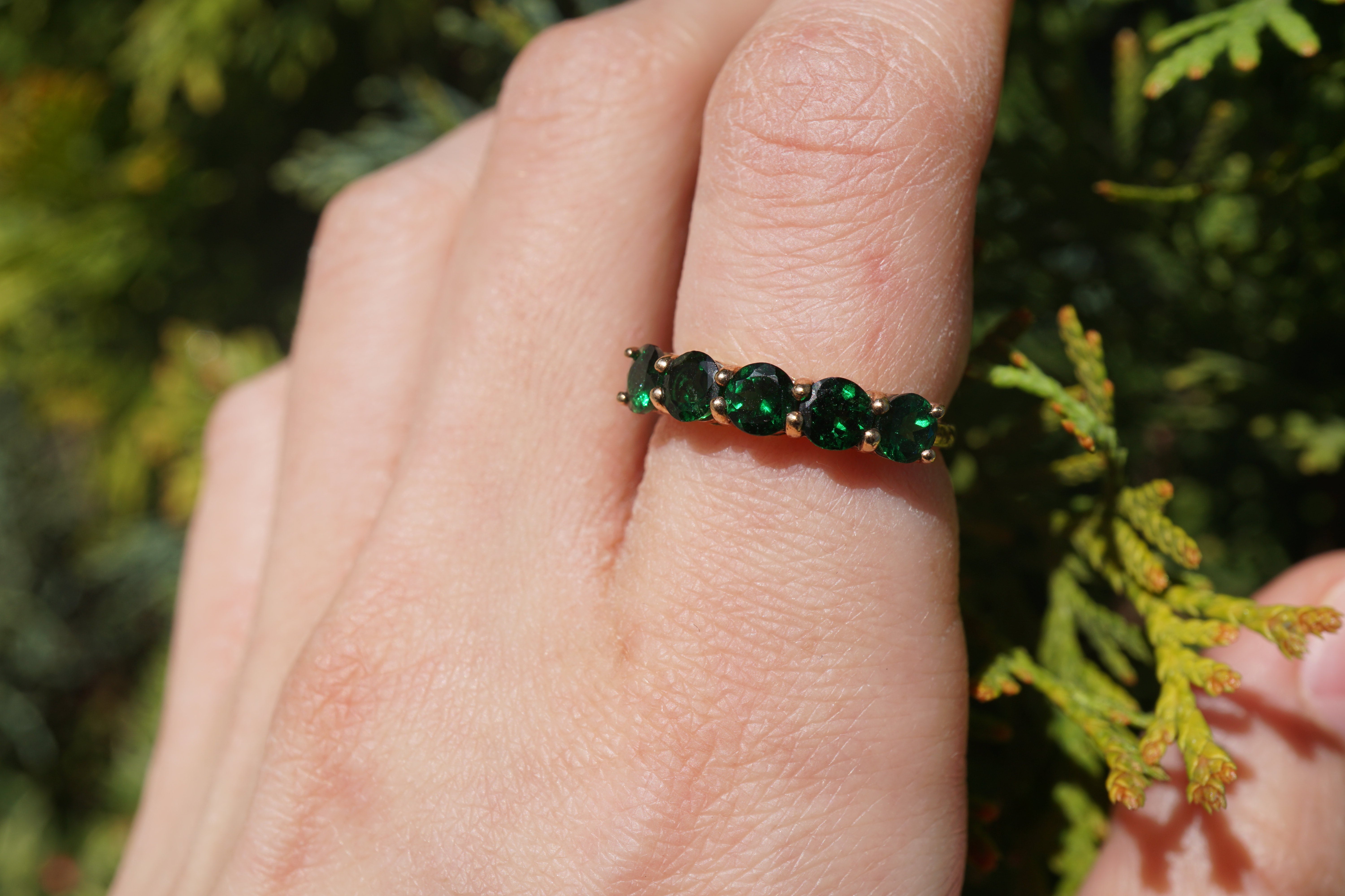 Emerald and Diamond Chevron Ring in 10K Yellow Gold – Elite Fine Jewelers